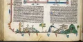 Дролери со сценами из «Романа о Лисе». Фрагмент фолио из Декреталий Григория IX. Ок. 1300–1340