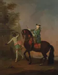 Георг Кристоф Гроот. Портрет Елизаветы Петровны на коне с арапчонком. 1743