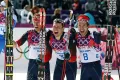 Три призовых места в лыжной гонке на 50 км завоевали российские лыжники Александр Легков, Максим Вылегжанин и Илья Черноусов