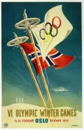 Плакат VI Олимпийских зимних игр. 1952. Художник Кнут Юран