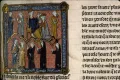 Отстранение от власти короля франков Хильдерика III и коронация Пипина Короткого. 751. Миниатюра из Больших французских хроник. 1274