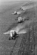 Внесение гербицидов на поля в учхозе «Криуляны» Криулянского района. Молдавская ССР