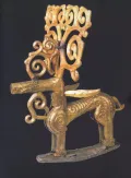 Скульптура оленя. Золото, серебро, бронза, дерево. Курганный могильник Филипповка I 