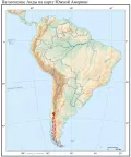 Патагонские Анды на карте Южной Америки