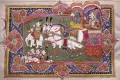 Кришна и Арджуна на поле битвы Курукшетра. Миниатюра из индийского манускрипта «Махабхарата». 18 в.