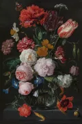 Ян Давидс де Хем. Натюрморт с цветами в стеклянной вазе. 1650–1683