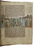 Миниатюра со сценами «Святой Бернард Клервоский, отправляющий монахов в дочерние дома», «Цистерцианские монахи за работой», «Цистерцианские аббаты»