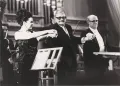 Г. П. Вишневская, Д. Д. Шостакович и М. Л. Ростропович после исполнения симфонии № 14 Д. Д. Шостаковича