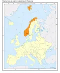 Норвегия на карте зарубежной Европы