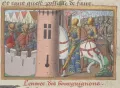 Вход бургиньонов в Париж. 1418. Миниатюра из рукописи Марциала Овернского «Вигилии на смерть короля Карла VII». 1484–1485