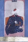 Осман I Гази. Миниатюра из рукописи Сейида Локмана «Зубдат ат-таварих» («Сливки истории»). 1583