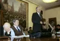 Борис Ельцин выступает на заседании межрегиональной депутатской группы на Втором съезде народных депутатов СССР. 1989