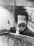 Советский снайпер во время боёв за Данциг. 1945.