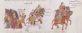 Печенеги преследуют византийскую конницу. Миниатюра из рукописи Иоанна Скилицы «Обозрение истории»