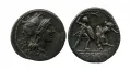 Монета с изображением гладиаторского боя. Римская республика. 113–112 до н. э.