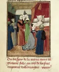 Смерть первой жены Ричарда II Анны Богемской. Миниатюра из Хроник Фруассара. Ок. 1470–1472