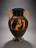 Геракл и Немейский лев. Изображение на краснофигурной амфоре. 520–500 до н. э. Приписывается вазописцам Андокиду и Лисиппиду