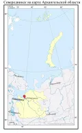 Северодвинск на карте Архангельской области