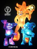 Талисманы Семнадцатого чемпионата мира по футболу – фантастические существа Ато, Каз и Ник