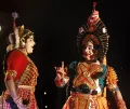 Сцена из индийской народной мистериальной музыкально-танцевальной драмы Якшагана