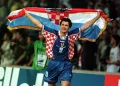 Давор Шукер празднует победу сборной Хорватии в 1/4 финала чемпионата мира по футболу. Стадион «Жерлан», Лион (Франция). 1998