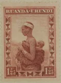 Марка бельгийской колониальной администрации Руанда-Урунди «Женщина племени хуту с ребёнком»