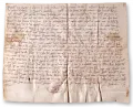 Документ о разрешении спора между монастырём Горни-Града и дворянами Шалека о правах на церковь святого Мартина близ Велене