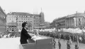 Савка Дабчевич-Кучар выступает во время демонстрации на площади Республики (площадь Бана Елачича). Загреб (Хорватия). 7 мая 1971