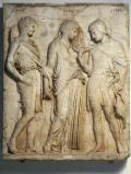 Орфей, Эвридика и Гермес. Римская копия с греческого оригинала. Вилла Сора, Торре-дель-Греко (Италия). 1 в. до н. э. – 1 в. н. э. 