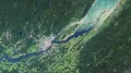 Река Святого Лаврентия (г. Квебек, Канада). Вид из космоса