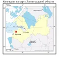 Кингисепп на карте Ленинградской области