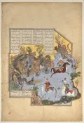 Ага Мирек. Фаридун, обернувшись драконом, испытывает своих сыновей. Миниатюра из рукописи «Шах-наме». Ок. 1535