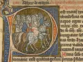 Конные рыцари. Миниатюра из рукописи Винсента из Бове «Зерцало историческое» («Speculum historiale»). 1294–1310