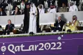 Эмир Тамим бин Хамад Аль Тани зачитывает приветствие на церемонии открытия Двадцать второго чемпионата мира по футболу. 2022
