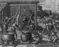 Чернокожие рабы на производстве сахара. 1590