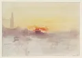 Уильям Тёрнер. Вид на крыши Венеции с колокольней Сан-Марко и церковью Сан-Джорджо-Маджоре из отеля «Европа» на рассвете. 1840