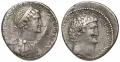 Монета Клеопатры VII и Марка Антония, серебро. Ок. 36 до н. э.