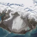 Предгорный ледник Маласпина (штат Аляска, США). Вид из космоса
