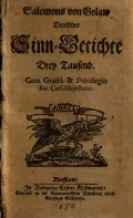 Friedrich von Logau. Deutscher Sinn-Getichte drey Tausend. Breßlaw, 1654 (Фридрих фон Логау. Три тысячи немецких эпиграмм). Титульный лист