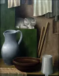 Георг Шримпф. Натюрморт с кошкой. 1923