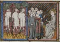 Король Франции Людовик IX вершит суд. Миниатюра из рукописи Гийома де Сен-Патю «Житие и чудеса cвятого Людовика». 1330–1350