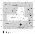 Созвездие Единорог на современной карте звёздного неба