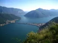 Дамба Мелиде на озере Лугано (Швейцария)