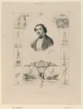Портрет Жан-Батиста Ориоля с изображениями его трюков. 19 в.