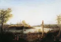 Жак Картье воздвигает крест в поселении ирокезов Стадакона (ныне Квебек). 1859
