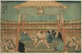 Андо Хиросигэ. Поединок сумо на территории храма Экоин. Гравюра