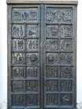 Магдебургские (Сигтунские) врата западного портала Софийского собора в Великом Новгороде. Между 1152 и 1154. Скульпторы Риквин, Вайсмут