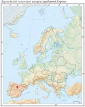 Пиренейский полуостров на карте зарубежной Европы