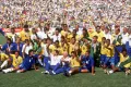 Сборная Бразилии после победы в финале Пятнадцатого чемпионата мира по футболу. 1994