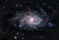 Комбинированное изображение Галактики Треугольника М33 (оптический и рентгеновский диапазоны)